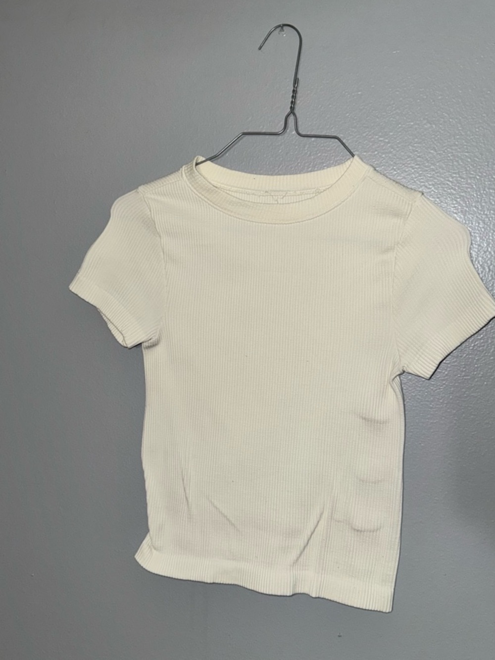 Old Navy Cream Ribbed Short Sleeve Tee